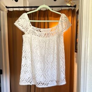 Milly White Embellished Cap Sleeve Blouse